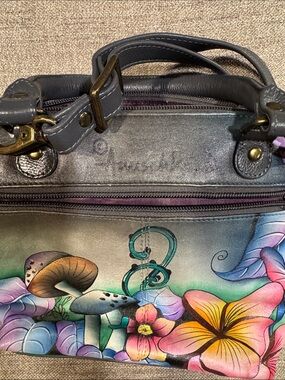 Hand-Painted Floral & Mushroom Women’s Satchel - Multicolor